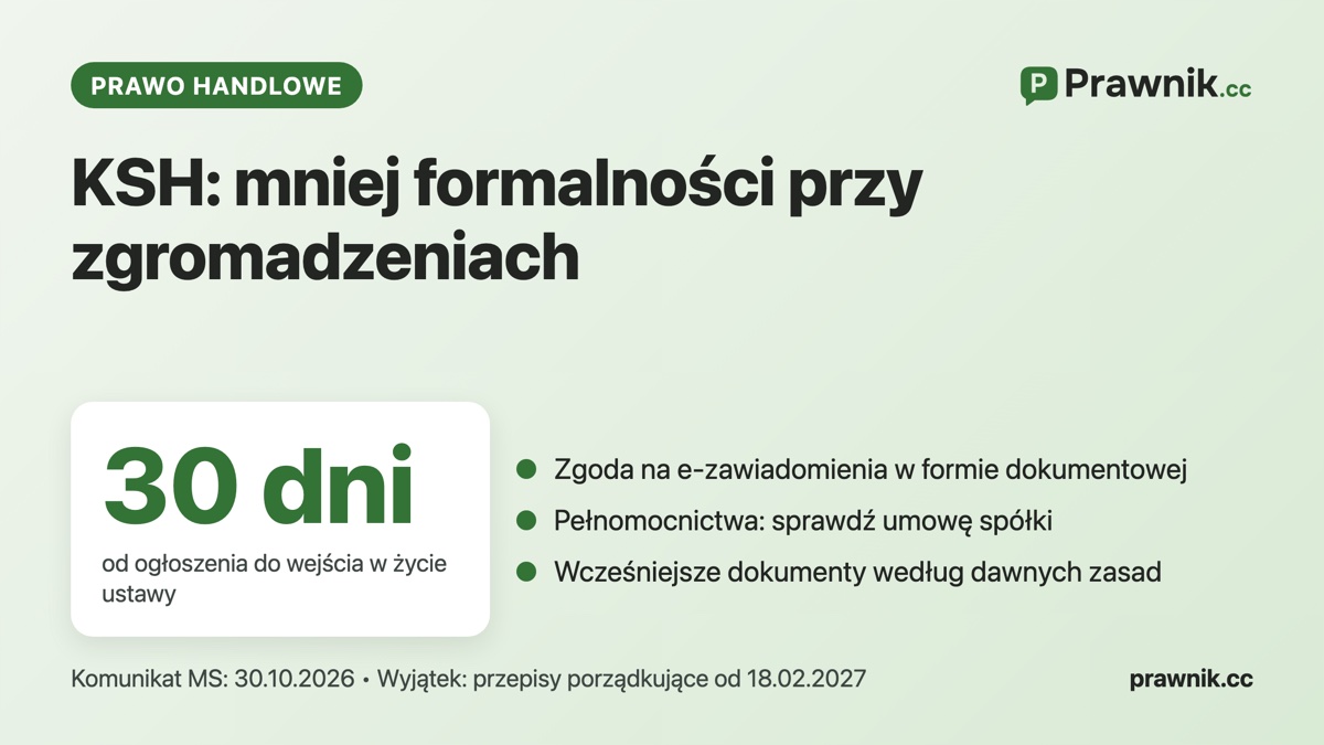 Zmiany KSH: łatwiejsze zgody i pełnomocnictwa e-mailem